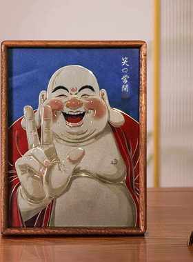 铜艺世家笑口常开弥勒佛铜雕画