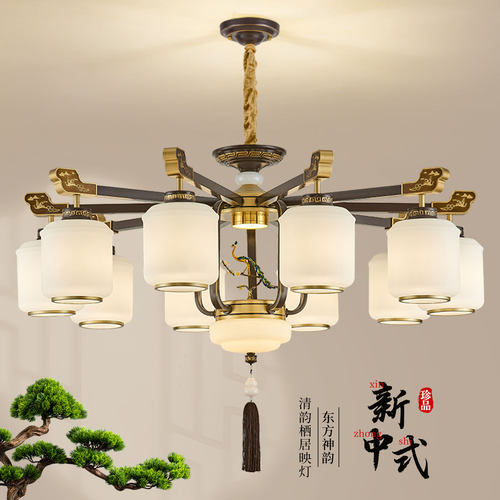 鼎嘉新中式铁艺客厅餐厅卧室吊灯