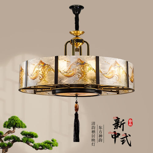 鼎嘉新中式铁艺客厅餐厅书房吊灯