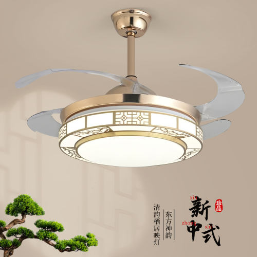 鼎嘉新中式铁艺餐厅卧室风扇灯