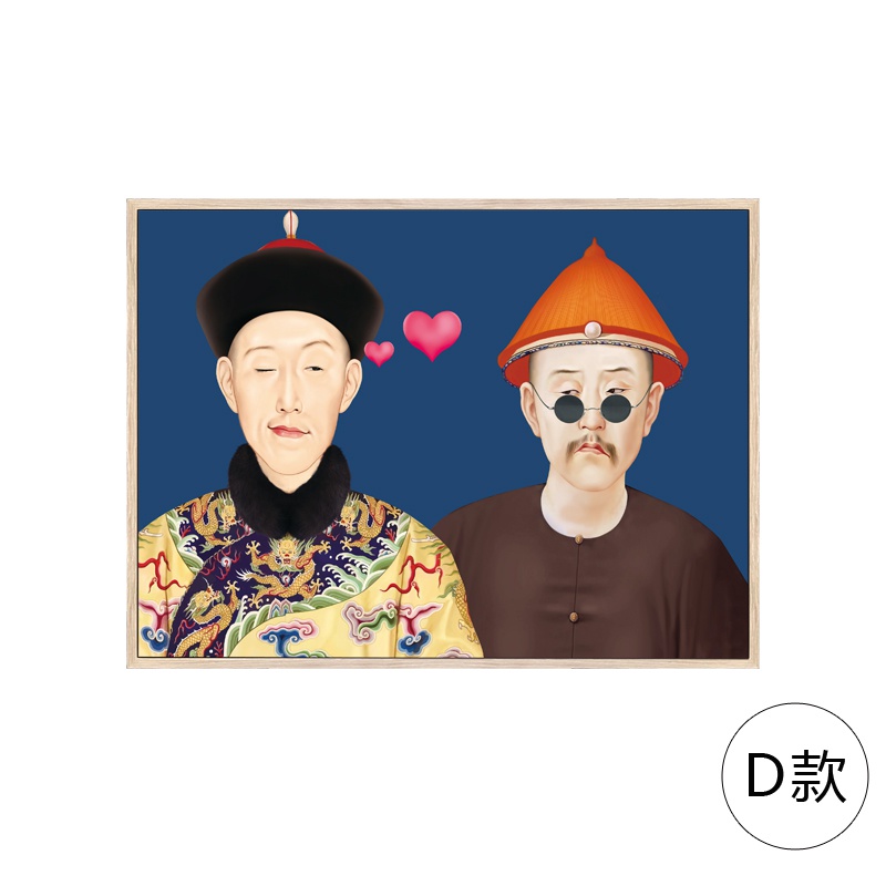 故宫皇帝挂画r新中式装饰画中餐厅壁画实木框民宿个性墙画国潮包