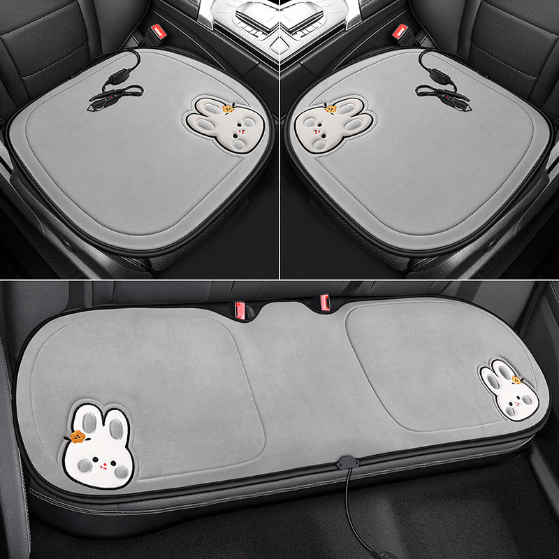 卡通汽车加热坐垫冬季毛绒保暖座椅垫车载12v冬天电热垫子USB单片