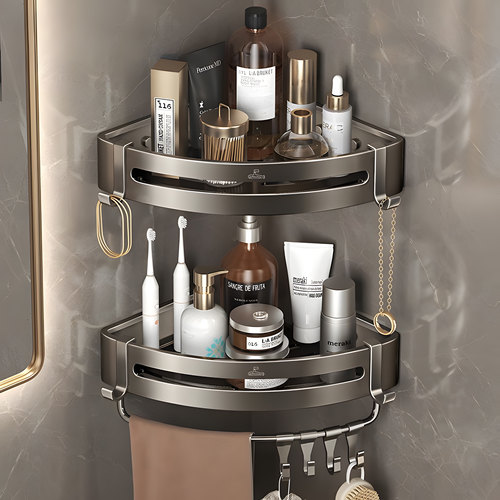 潜水艇卫生间浴室置物架免打孔壁挂式墙上收纳洗漱台厕所三角篮架