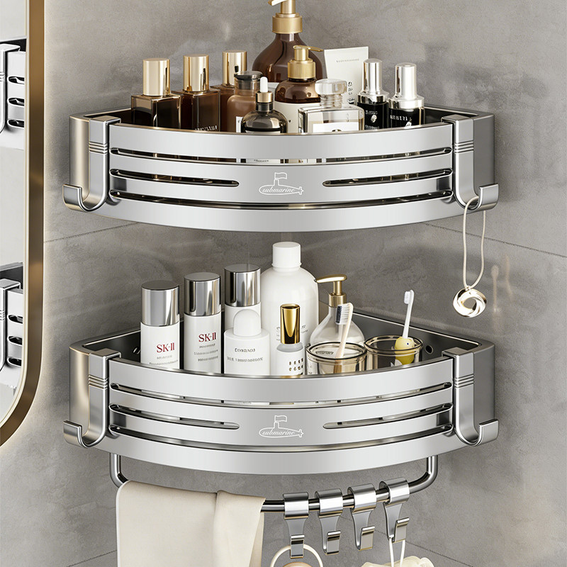 潜水艇卫生间置物架免打孔壁挂式厕所洗手间洗漱台浴室三角收纳架,家装主材,浴室角架,淘宝优惠券,粉丝福利购,淘宝优惠卷