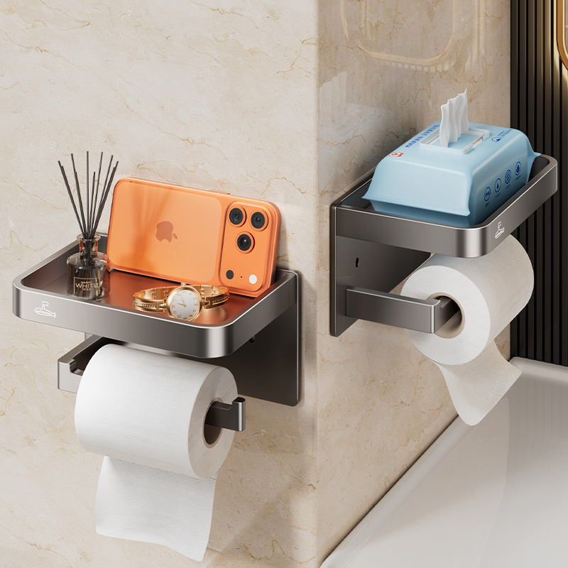 潜水艇卫生间纸巾盒壁挂式卷纸挂架洗手间免打孔厕所抽纸盒置物架