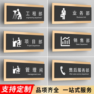 建筑公司项目工程管理办公室门牌制作高档亚克力标识牌订做业务部销售售后服务部指示牌总经理室财务室科室牌