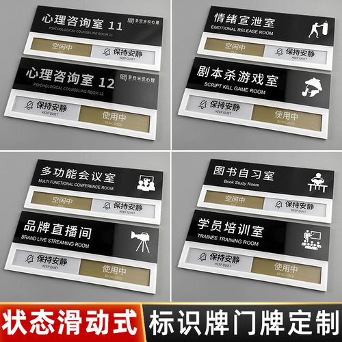 状态切换式可滑动门牌科室牌订制