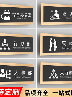 综合办公室亚克力标识牌订做公司财务部人事行政采购部门口自粘标牌总经理室总监室门牌创意科室指示牌定制作