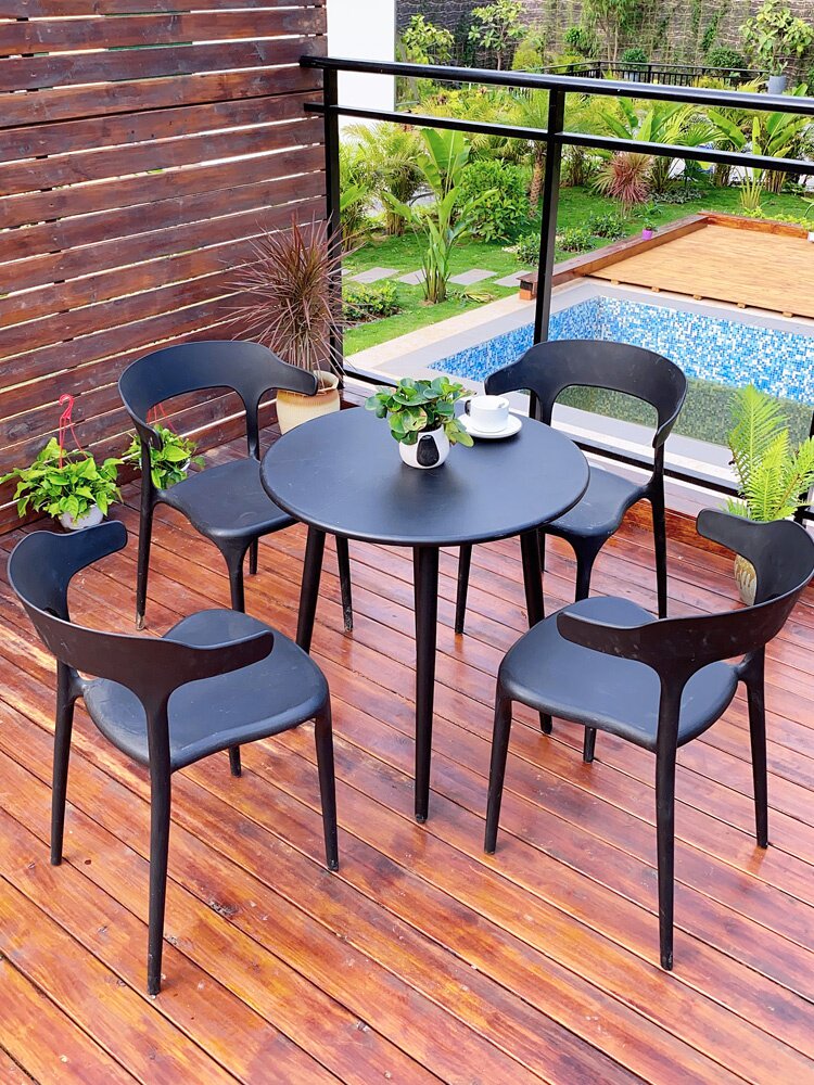 藤朝户外庭院桌椅露台室外塑料奶茶餐椅m简约北欧家用休闲阳台桌