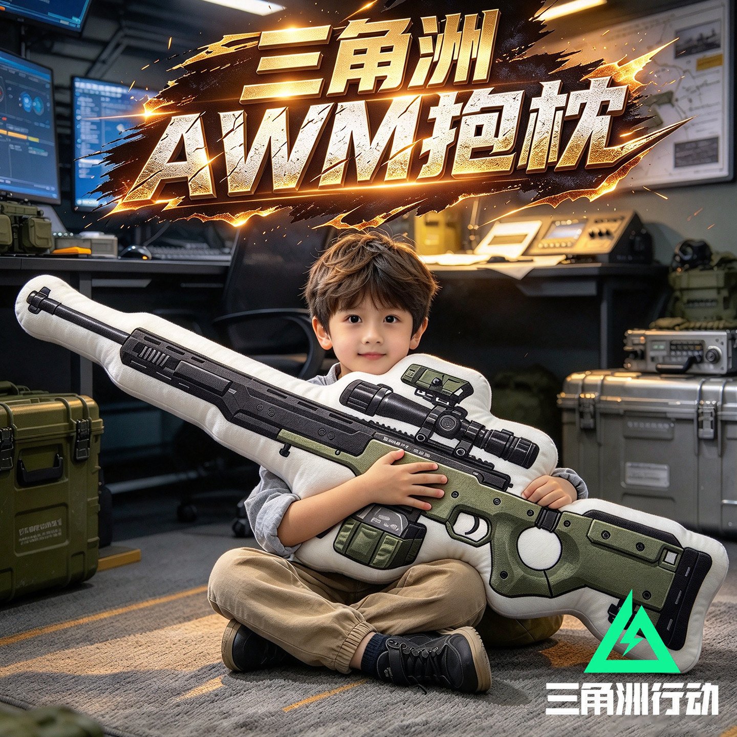 三角洲行动异形抽象抱靠枕AWM250 ASVal巨浪满改枪玩偶挂件送朋友