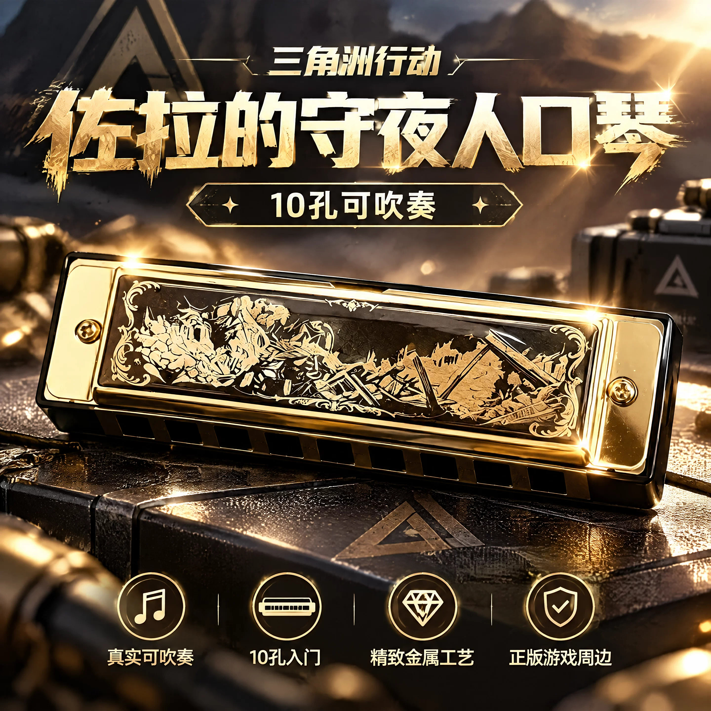 三角洲行动S11新赛季周边守夜人口琴可吹奏佐拉的琴模型玩具乐器