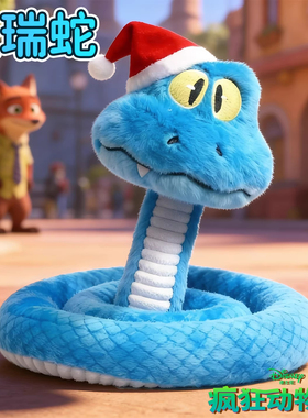 疯狂动物城2新角色盖瑞GARY蓝色蛇毛绒玩偶可捏造型新年礼物玩具