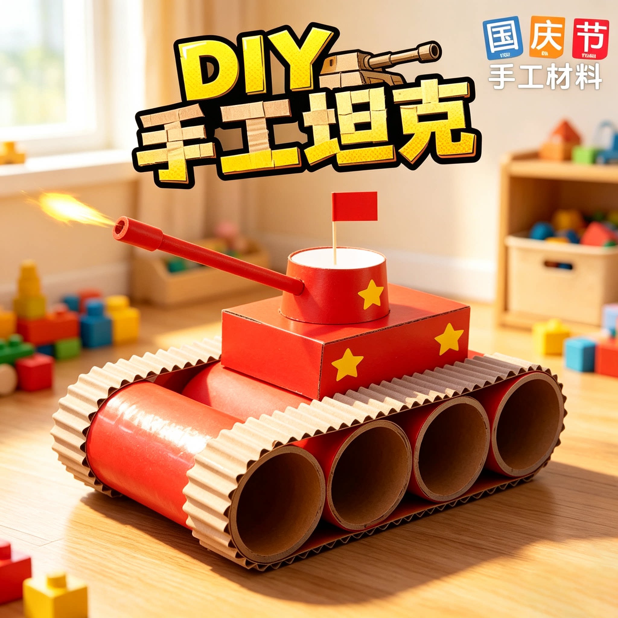 国庆节小学生手工diy坦克材料包图片