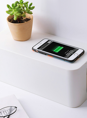 电源排插线板收纳盒电线插排桌面神器数据线整理插座集线盒理线器