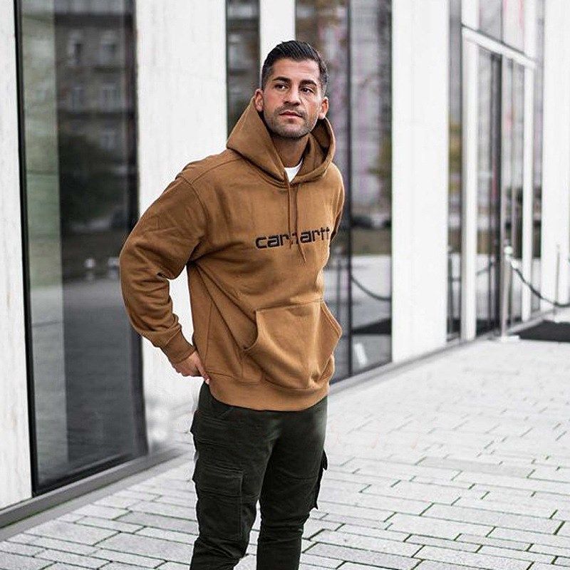 Men's simple letter embroidery Plush Hoodie hoodie coat
