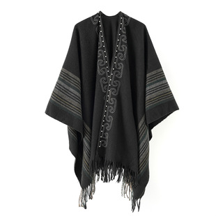 Simple Four Shawl Knitted Warm Black Cloak Air Conditioning