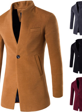 Men's winter long coat slim cardigan trench coat