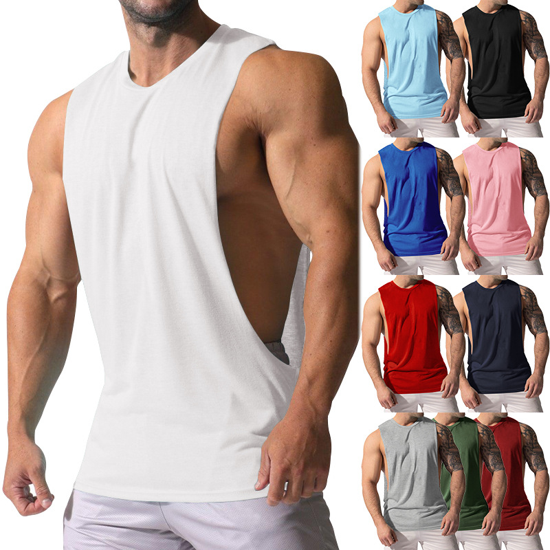 2023男士背心运动休闲纯色无袖坎肩T恤Men's  Sleeveless T-shirt