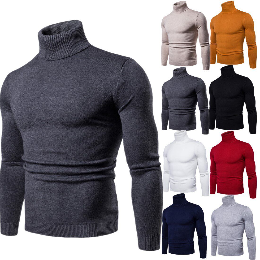 Sweaters 2018 Casual Male Double Collar Slim Fit Pullover
