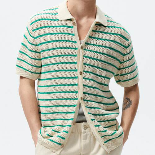 夏季新款男条纹休闲POLO