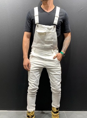 Casual Suspender Distressed Jeans Pant Modish Strap Overalls