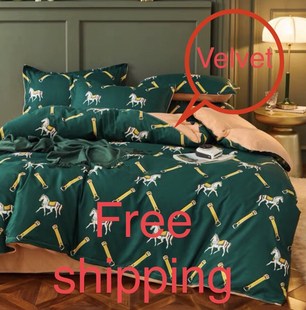 带绒四件套Winter velvet quilt duvet cover sheet pillowcase