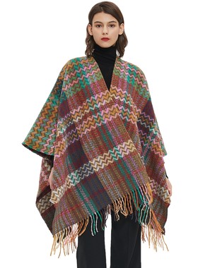 New sleeved and cuffed shawl for tourism ethnic tassel spli