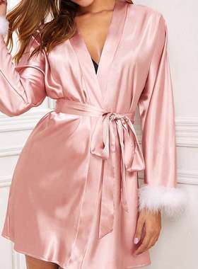 Women Dressing Gown Bathrobe Silk Bath Robe Sleep