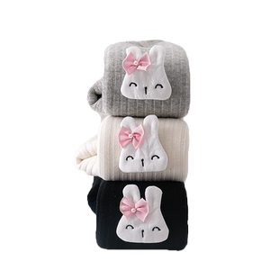 女童裤子加绒加厚儿童打底裤冬季特厚婴儿外穿保暖宝宝薄绒九分裤