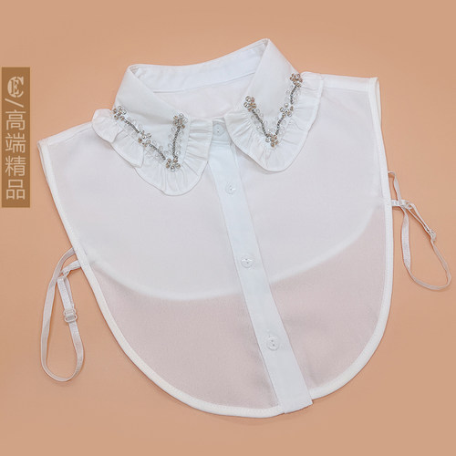 CE钉珠衬衫领假领子女百搭装饰领