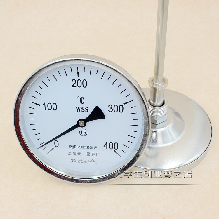 极速。WSS-501轴向双金属温度计工业锅炉管O道温度计表盘150mm