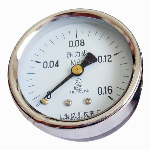 。上海仪川0-0.16MPA轴向无边面板表背接式测量压力气压水压表Y6