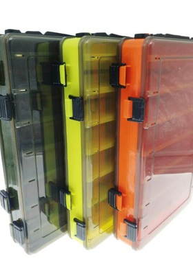 vaidu路亚海钓路亚鱼饵黄色收纳塑料假饵双面盒 橘色提手盒带盒