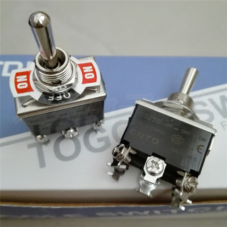 。钮子开关 6脚 3档  C52v3B  摇头摆臂开关15A 双投拨动开关 银