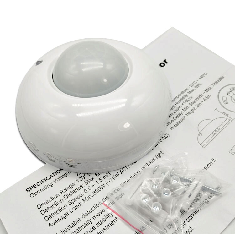 新品吸顶式人体红外感应开关110V220V大功率明装感应器延时感光可