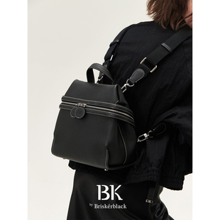 BK彼刻飞耳双肩包M号帆布宽肩带单肩斜挎多种背法Briskerblack