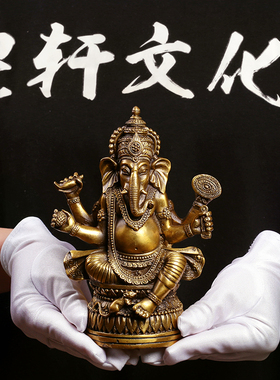 纯铜象鼻财神 象神摆件 天目象 泰式家居桌面车载装饰招财摆件