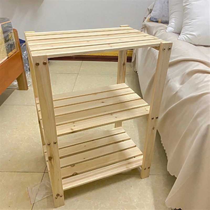 实木简易置物架多层排骨储物书架鞋架落地厨房卧室客厅整理床头柜