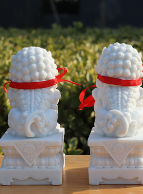 石狮子一对小号摆件家用看门中式庭院门口家居石雕客厅装饰摆件