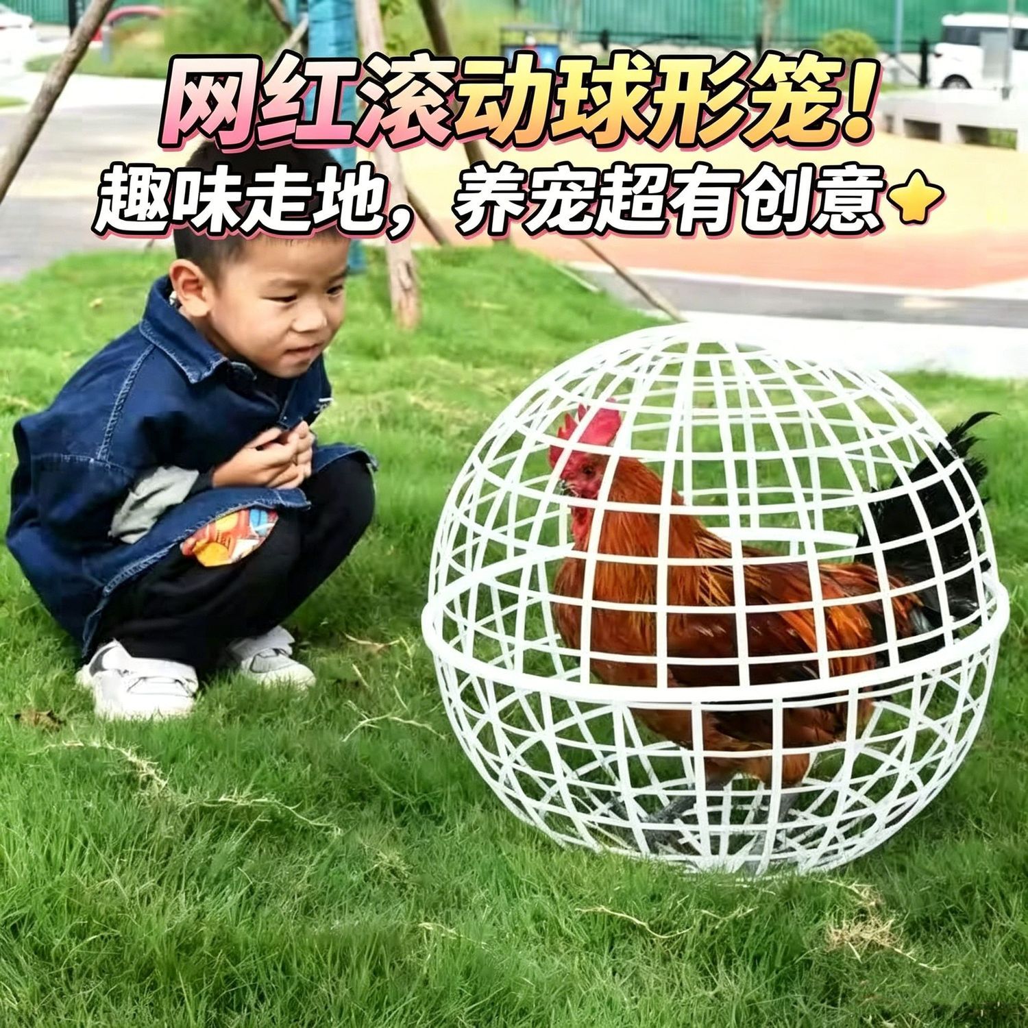 可滚动圆形塑料球形鸡笼兔笼