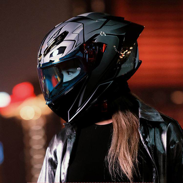 摩托车头盔男女巡航机车覆式四季蓝牙复古个性仿赛3C认证冬季全盔