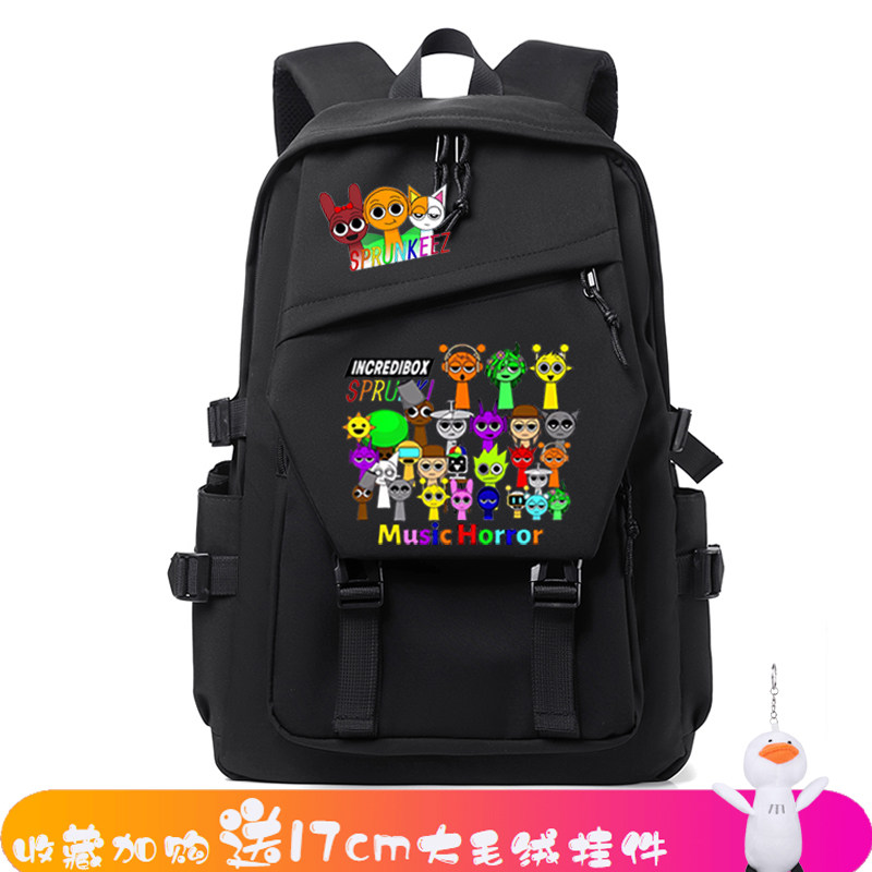 2025新款sprunki节奏盒子卡通游戏印花双肩背包男女学生书包可爱