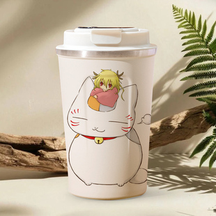 新品动漫夏目友人帐周边智能数显咖啡杯 猫咪老师斑304保温水杯带