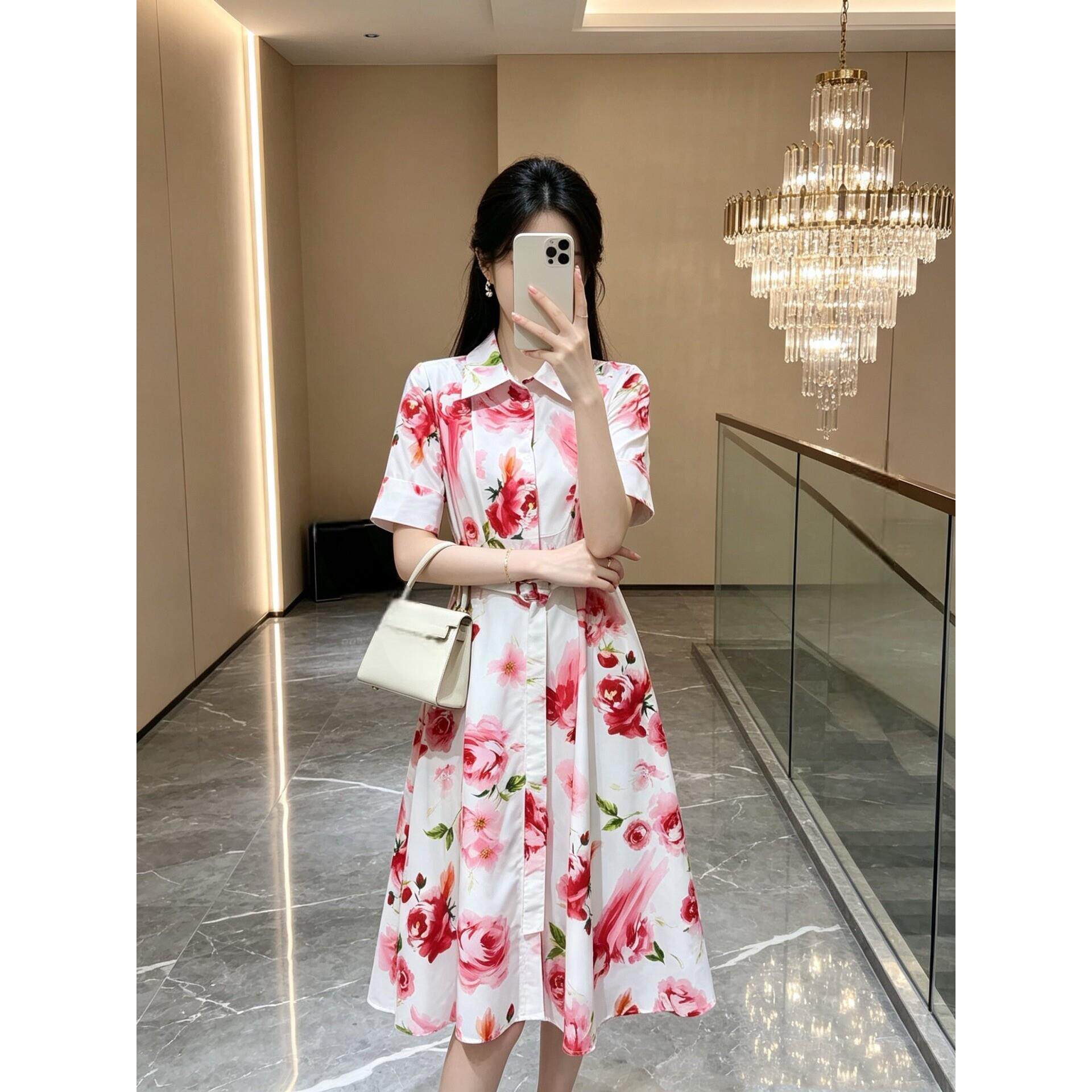2026新款时尚气质翻领印花连衣裙优雅女人味显瘦花裙子深圳南油6