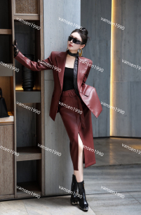 长裤 2025秋冬新款 女高级感蛋白皮名媛短外套 套装 半裙两件套 时尚