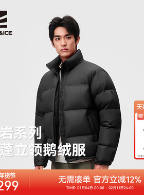 ROCKICE鹅绒800蓬羽绒服男士2025新款冬季保暖外套户外短款面包服