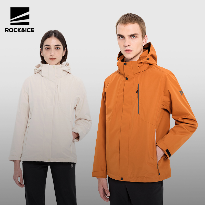 rockice秋冬冲锋衣女三合一男可拆卸户外秋冬防水防风