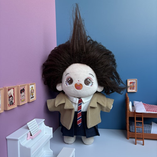 原创 张元英同款娃衣 棉花娃娃20cm校服学院风西装制服百褶裙娃衣