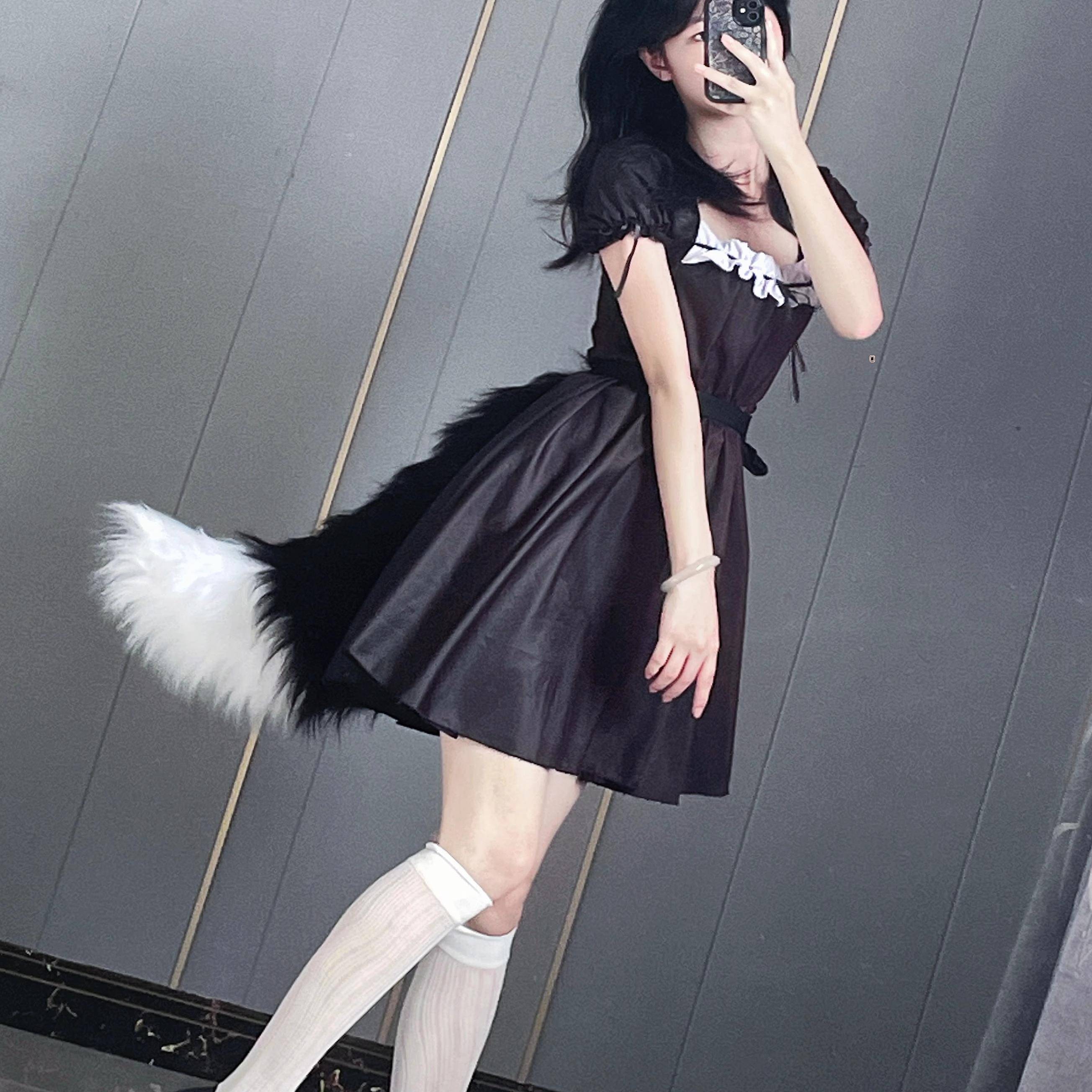 手作兽耳兽尾巴毛绒cosplay饰品道具狐狸尾巴狼尾狐娘lolita配饰