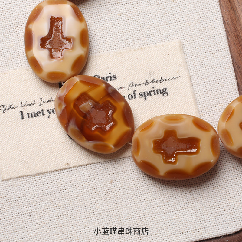 进口捷克琉璃珠25*19mm十字架切面项链手串DIY串珠材料